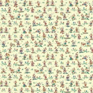 Sanderson Mickey & Minnie Wallpaper in Rhubarb & Custard For Sale