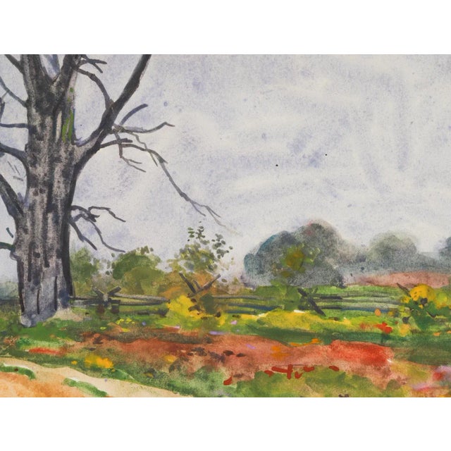 Antique 1922 New England Landscape Painting by Egbert Cadmus For Sale - Image 4 of 8