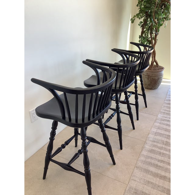 3 Dr Dimes Low Back Tavern Arm Swivel Chair in Black Crackle For Sale In Phoenix - Image 6 of 7