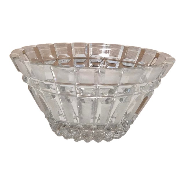 Vintage 24% Lead Crystal Hand-Cut Oval Bowl For Sale