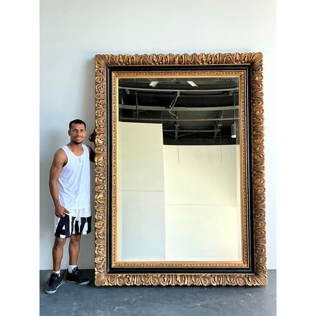 Rococo Vintage Regency Gilt Carved Floor Mirror For Sale - Image 3 of 12