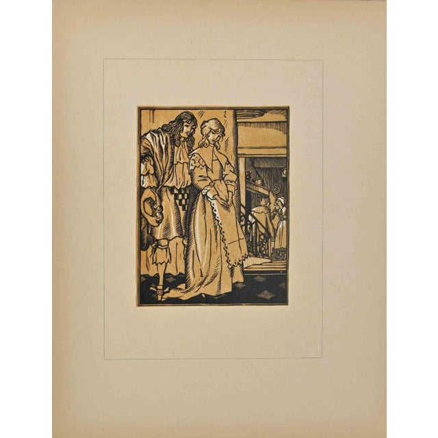 Fernand Simeon, The Romance, Original Woodcut Print, Early 20th-Century For Sale - Image 3 of 3