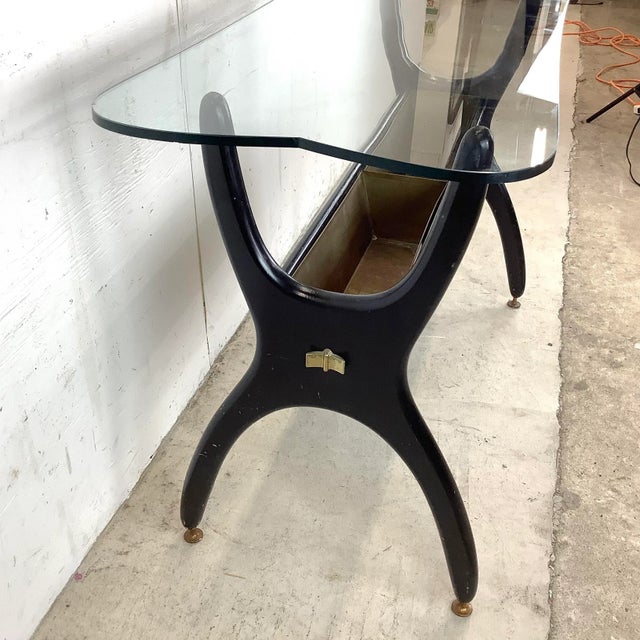 Mid-Century Modern Mid-Century Adrian Pearsall Style Console Table With Brass Planters For Sale - Image 3 of 13