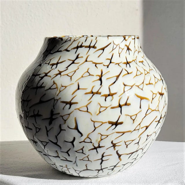 American Vintage Venini Murano Murrina Glass Vase Coccio For Sale - Image 3 of 8