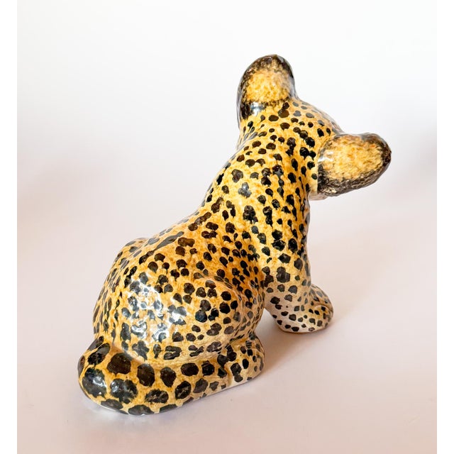 Mid 20th Century Vintage Italian Hand Painted Terracotta Leopard Cub For Sale - Image 5 of 10