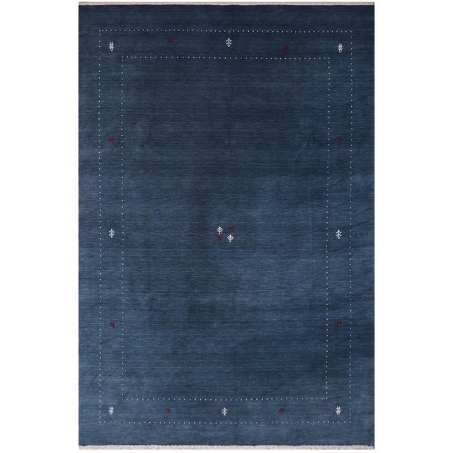 Boho Chic Gabbeh Blue/White Wool Rug - 8'10''x11'10'' For Sale - Image 10 of 10