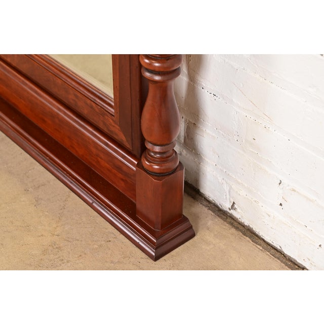 Brown Thomasville French Provincial Carved Cherry Wood Dresser Top Vanity Swing Mirror For Sale - Image 8 of 14
