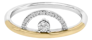 14K Yellow Gold Plated Sterling Silver 1/10 Cttw Diamond Arc Ring - Size 7
