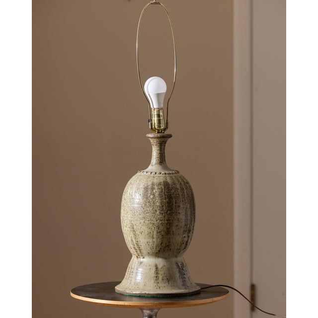 1970s Vintage Petzold '73 Studio Pottery Table Lamp For Sale - Image 5 of 12