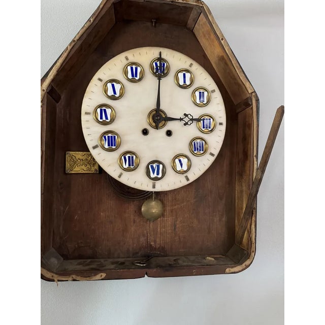 Vintage Pendulum Clock in Wood For Sale - Image 5 of 13