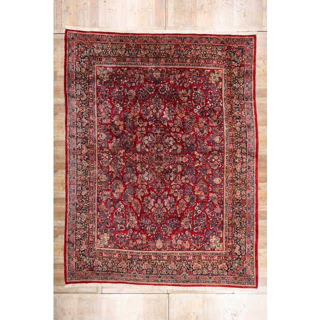 Red Antique Persian Sarouk Rug, 11'10 X 15'06 For Sale - Image 10 of 10