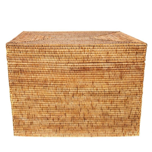 Brown Artifacts Rattan Rectangular Hinged Chest/Trunk in Honey Brown - 23" For Sale - Image 8 of 8