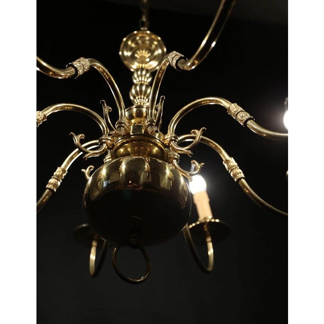 Dutch Gilt 8-Arm Chandelier For Sale - Image 3 of 6