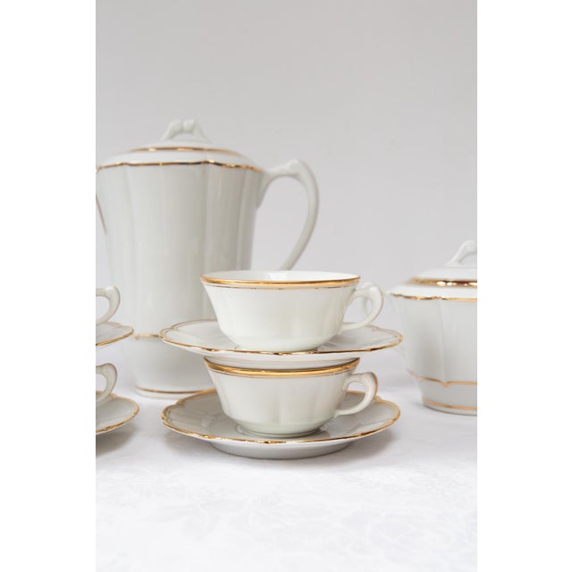 Gold Limoges Porcelain Tea Service for 4 by Philippon & Bruchet, 1920s-1930s, Set of 11 For Sale - Image 8 of 9