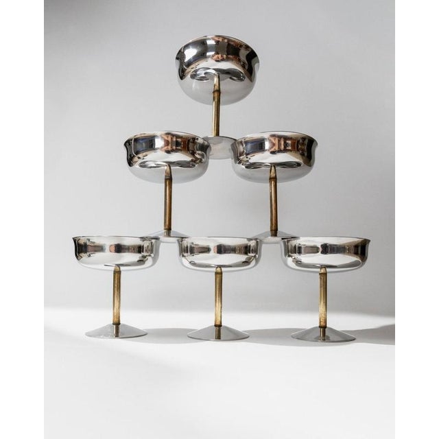 Vintage Champagne Bowls in Stainless Steel with Golden Stem, Italy, 1970s, Set of 6 For Sale - Image 3 of 11
