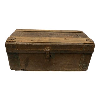 1910s Primitive Wood and Metal Trunk For Sale