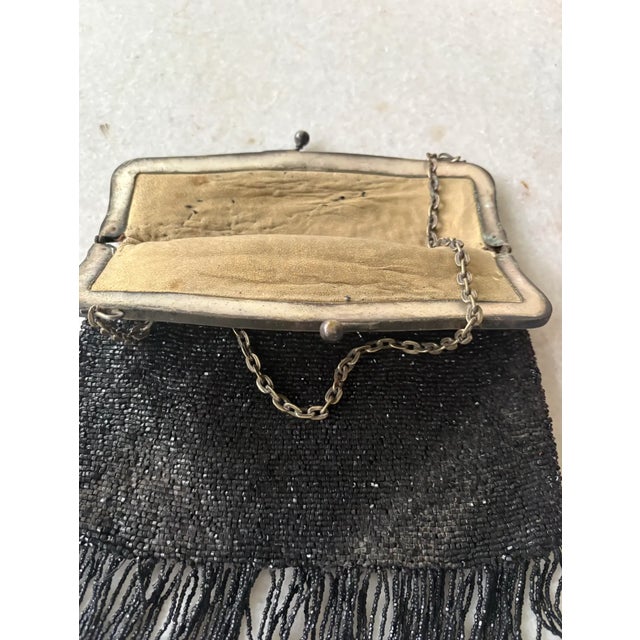 Vintage Art Deco Beaded and Silver Plated Purse For Sale - Image 4 of 6