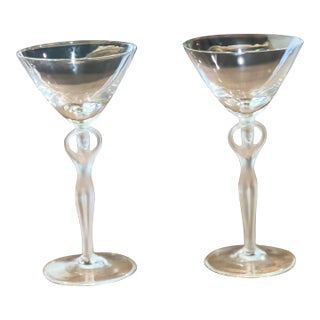 1970s Bayel France Bucchante Frosted Stemware- Set of 2 For Sale