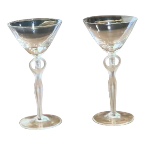 1970s Bayel France Bucchante Frosted Stemware- Set of 2
