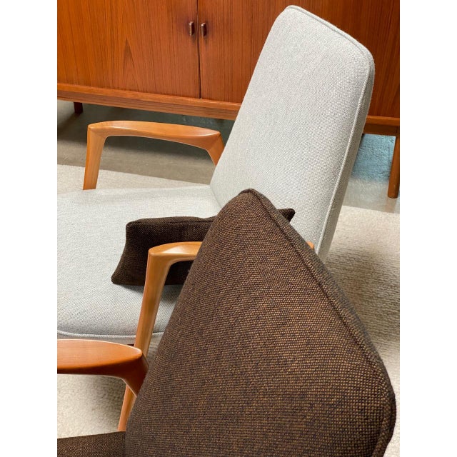 Scandinavian Modern Easy Chairs in Cherrywood and Hallingdal Fabric, 1960s, Set of 2 For Sale - Image 12 of 13