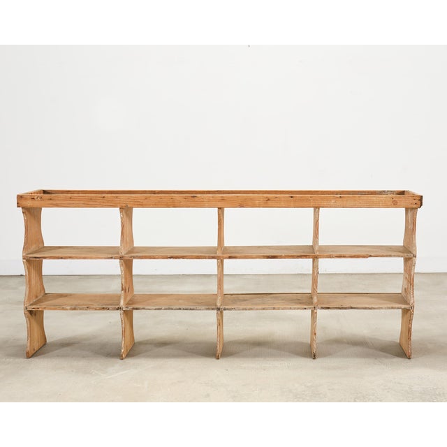 19th C. French Country Pine Farmhouse Cupboard Shelf Étagère 7 Ft For Sale - Image 12 of 15