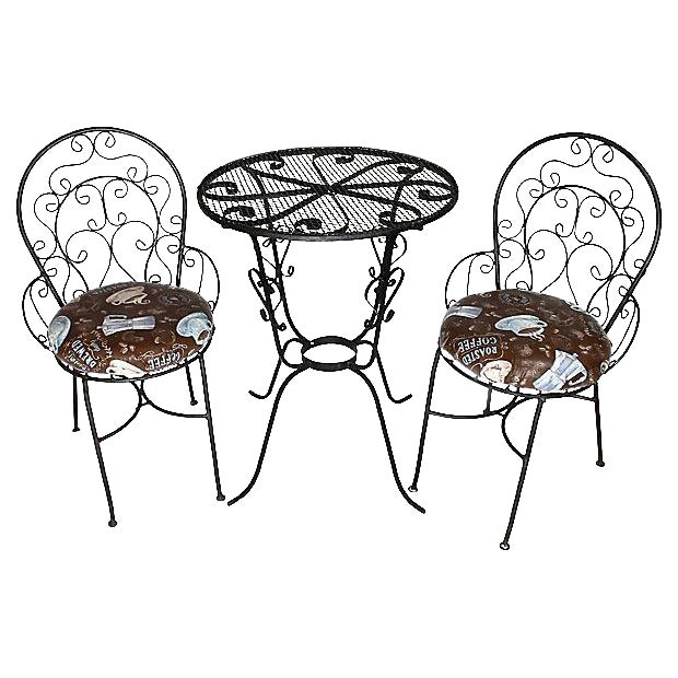 1950s Wrought Iron Bistro Set Set of 3 Chairish