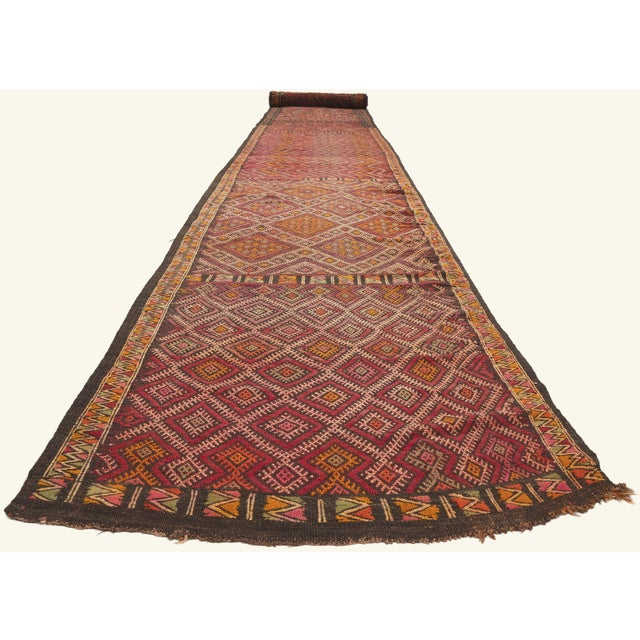 Tribal Vintage Zemmour Moroccan Kilim Rug, 03'11 X 33'04 For Sale - Image 3 of 11