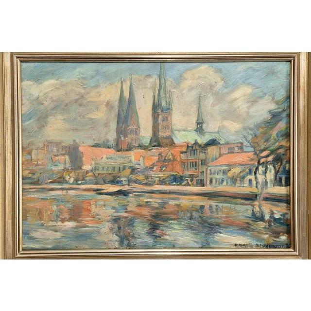 Otto Schulz Stradtmann (Hamburg 1892-1960) Atmospheric impressionist painting from the 1920s/30s with a view over the...