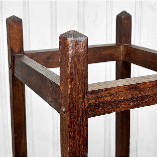 Antique Arts & Crafts Quartersawn Oak Entryway Umbrella Holder Stand For Sale - Image 6 of 10