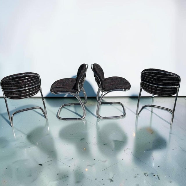 RIMA Mid-Century Italian Sabrina Chrome Chairs by Gastone Rinaldi for Rima, 1970s - Set of 4 For Sale - Image 4 of 14