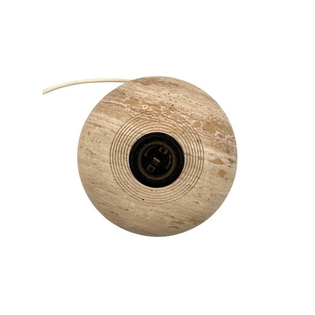 Travertine & Brass Table Lamp, Italy, 1970s For Sale - Image 9 of 14