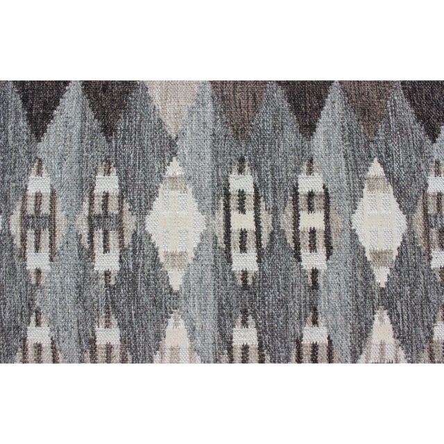 Large Modern Scandinavian/Swedish With Geometric Design Rug in Gray & Brown For Sale - Image 10 of 13