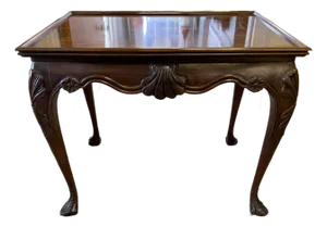 Mid 1990’s Baker Stately Homes Collection Irish Georgian Carved Mahogany Tea Table