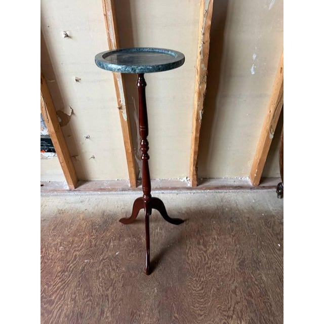Traditional The Bombay Company Pedestal Base Marble Top Plant Stand For Sale - Image 3 of 11