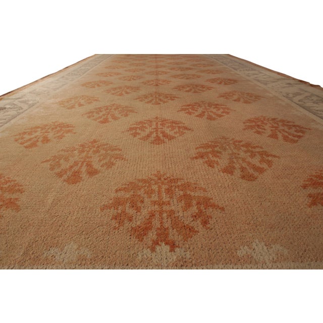 Rug & Kilim Antique Axminster Rug – Orange Beige Gallery-Size Floral Rug For Sale - Image 4 of 6