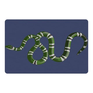 Serpent Blue Vegan Leather Rectangle Placemat, Set of 4 For Sale