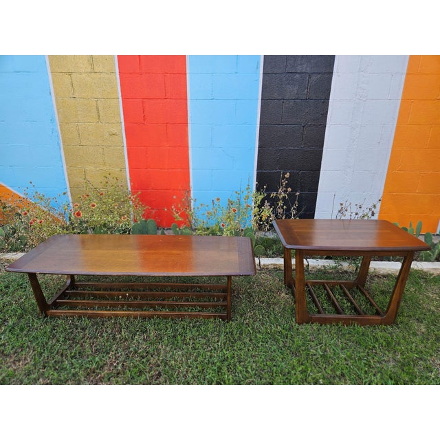 Mid-Century Modern Mid-Century Modern Surfboard Side Table With Slat Shelf, C. 1960s For Sale - Image 3 of 6
