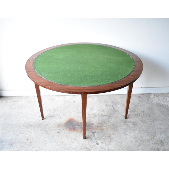 Antique French Louis XVI-Style Marquetry & Ormolu Flip-Top Demilune Card Table For Sale - Image 9 of 13