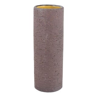 Vintage Chamotte Stoneware Vase with Brown and Yellow Glaze by Gunnar Nylund for Nymölle, 1960s For Sale