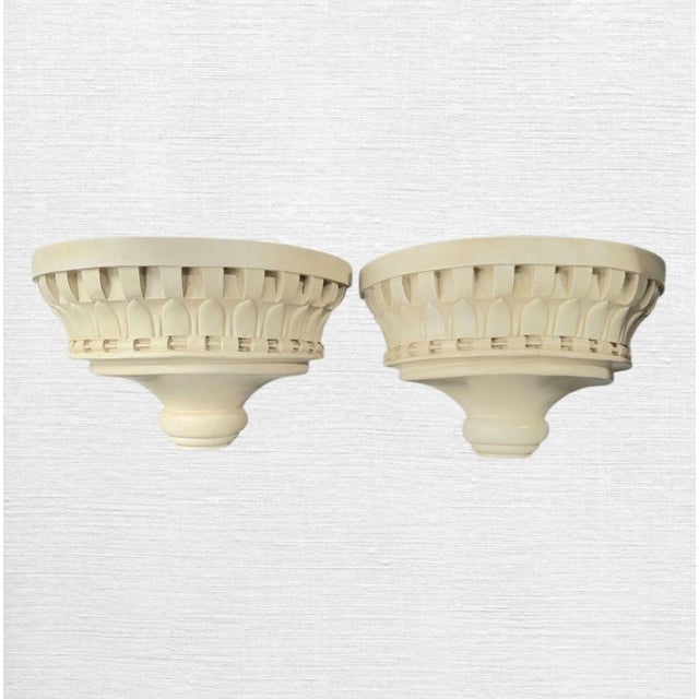 1990s Vintage Off White Decorative Cut Out Wall Brackets Shelves- A Pair For Sale - Image 5 of 6