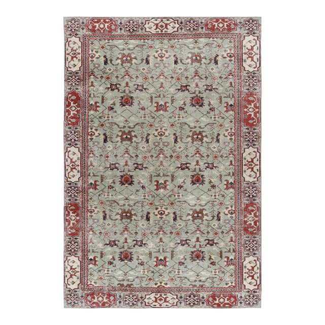 Vintage Turkish Rug in Blue With Colorful Geometric Patterns, From Rug & Kilim For Sale