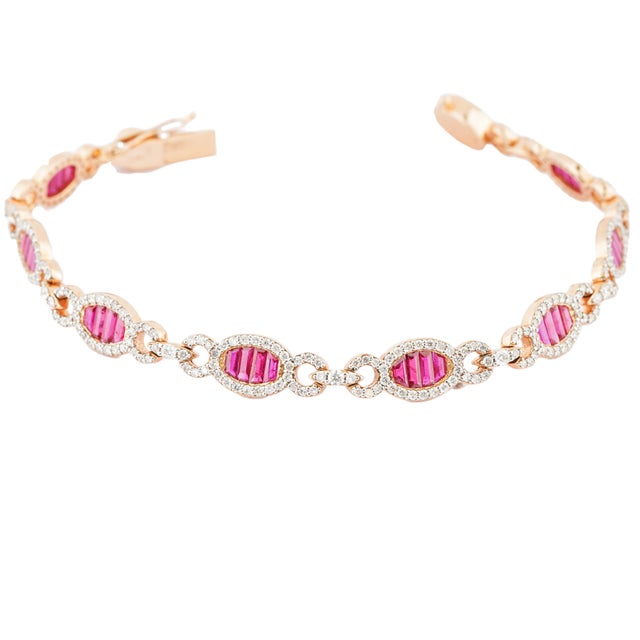 Natural ruby 5.72 & diamond 2.08cts bracelet in 18k gold For Sale - Image 17 of 18