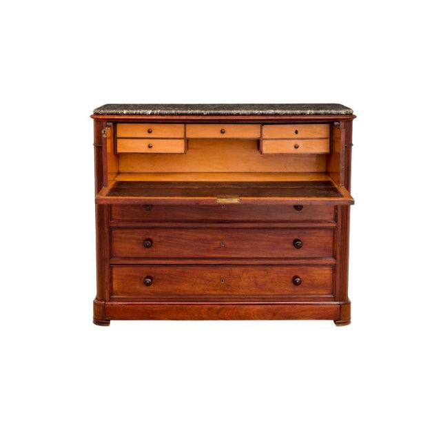 Mid 19th Century Louis-Philippe Mahogany & Marble Secretary Chest For Sale - Image 5 of 5
