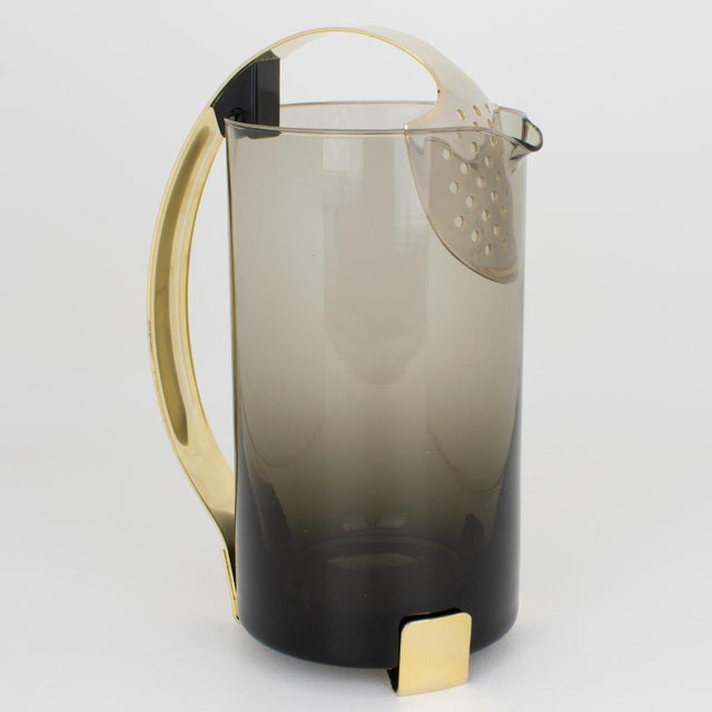 Barware Cocktail Glass and Aluminum Pitcher, Italy circa 1960 For Sale - Image 9 of 10