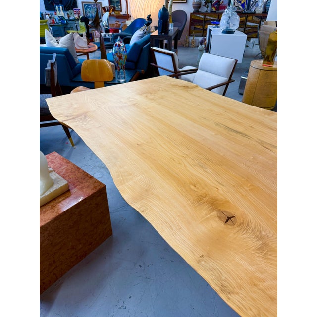 Wood Beautiful English Elm Live Edge Dining Table with Butterflies For Sale - Image 7 of 17