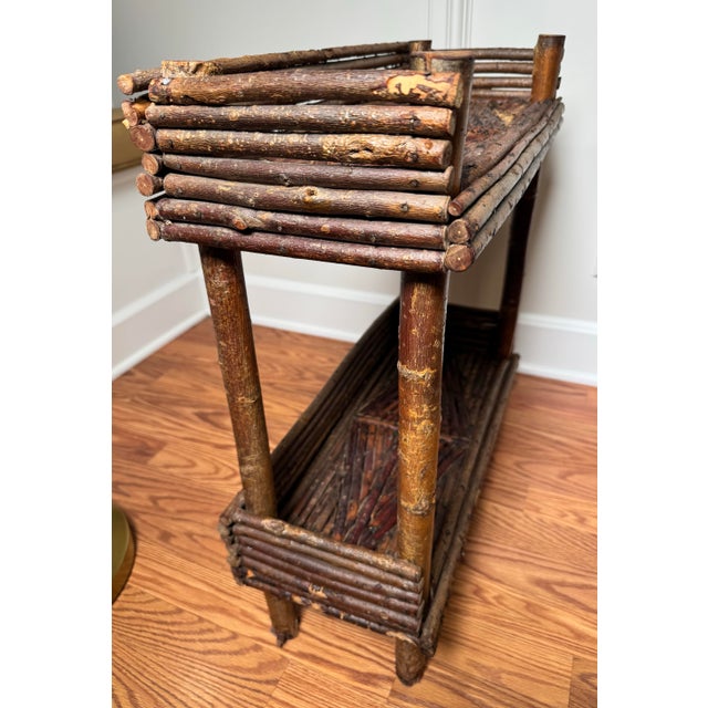 Antique Adirondack Twig Two Tiered Side Table For Sale In Houston - Image 6 of 12