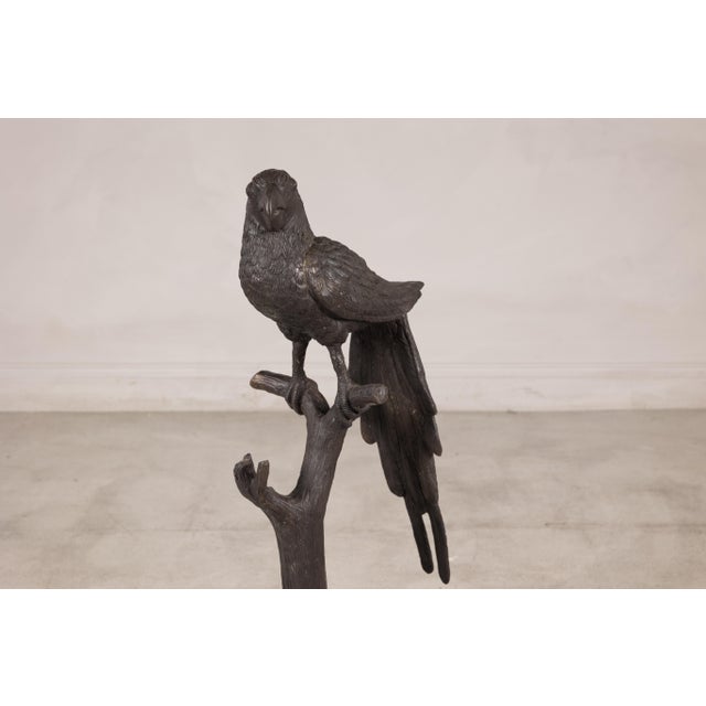 Vintage Bronze Parrot Sculpture on Branch Form Stand For Sale In New York - Image 6 of 12