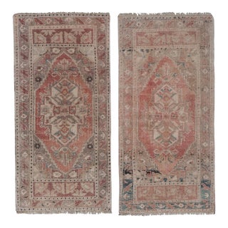 Muted Neutral Color Small Turkish Rug - Set of Two For Sale