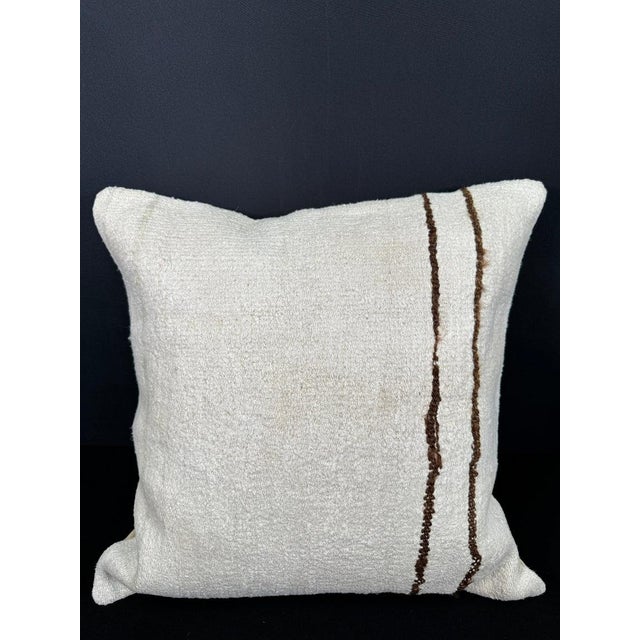 Turkish Hemp Pillow Cushion Natural Beige Brown Cushion Cover 20x20 For Sale - Image 4 of 4