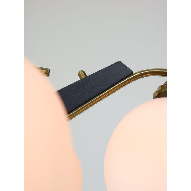 Mid-Century Modern Italian Brass and Opaline Chandelier, 1960 For Sale - Image 12 of 18